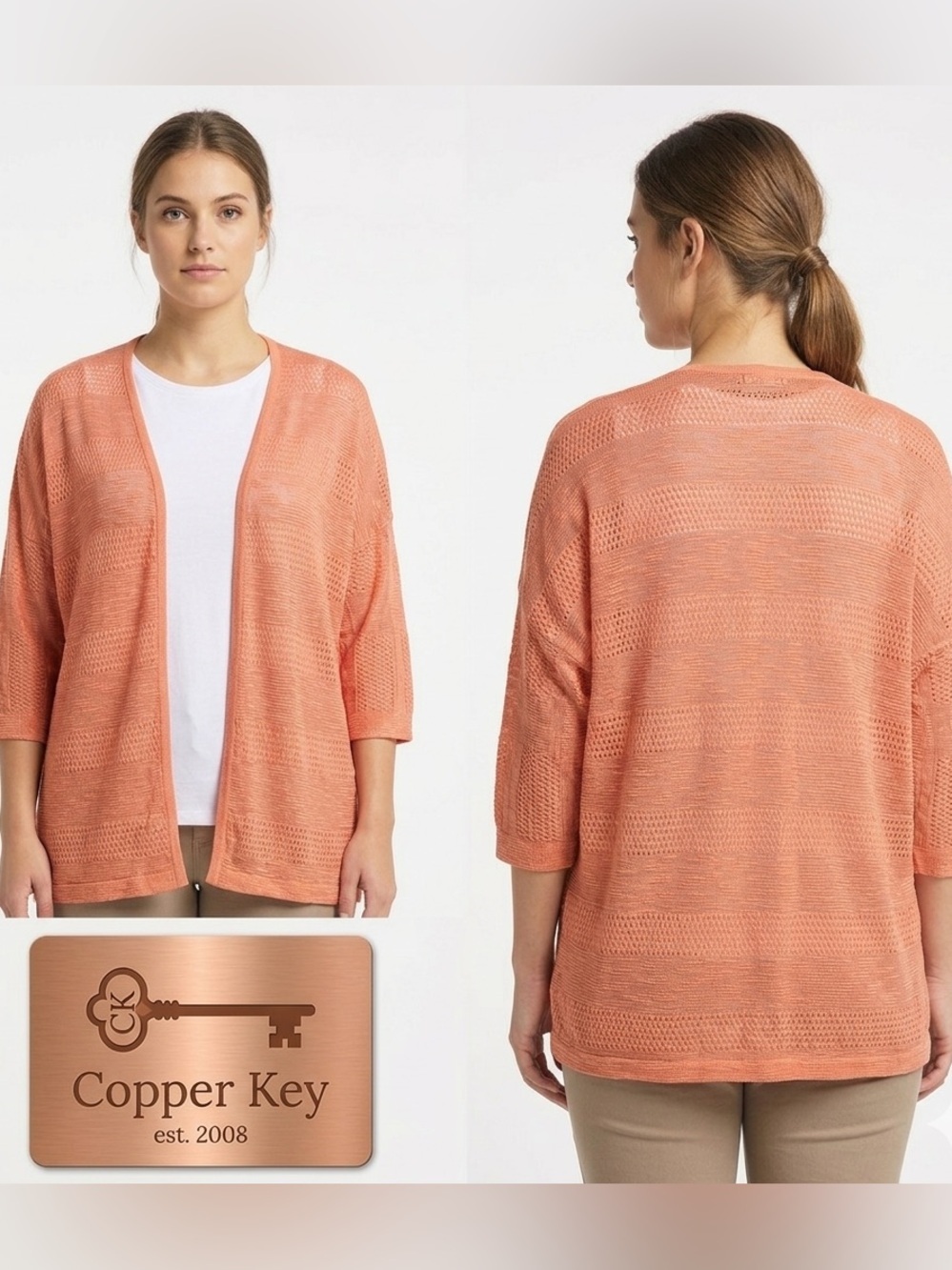 Copper Key Light Weight Open Front Cardigan NWT Large